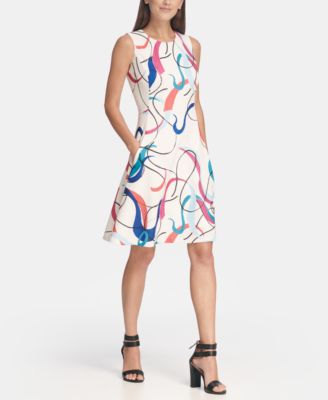 DKNY Graphic Print Fit ☀ Flare Dress ...